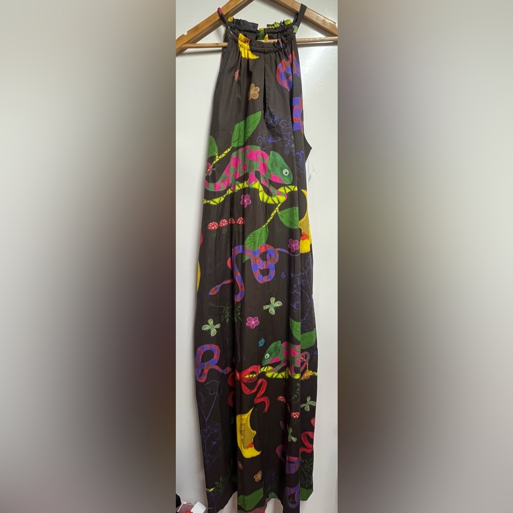 NEW MIRTO maxi sleeveless cotton dress  colorful tropical sz large (44) designer - Picture 2 of 9